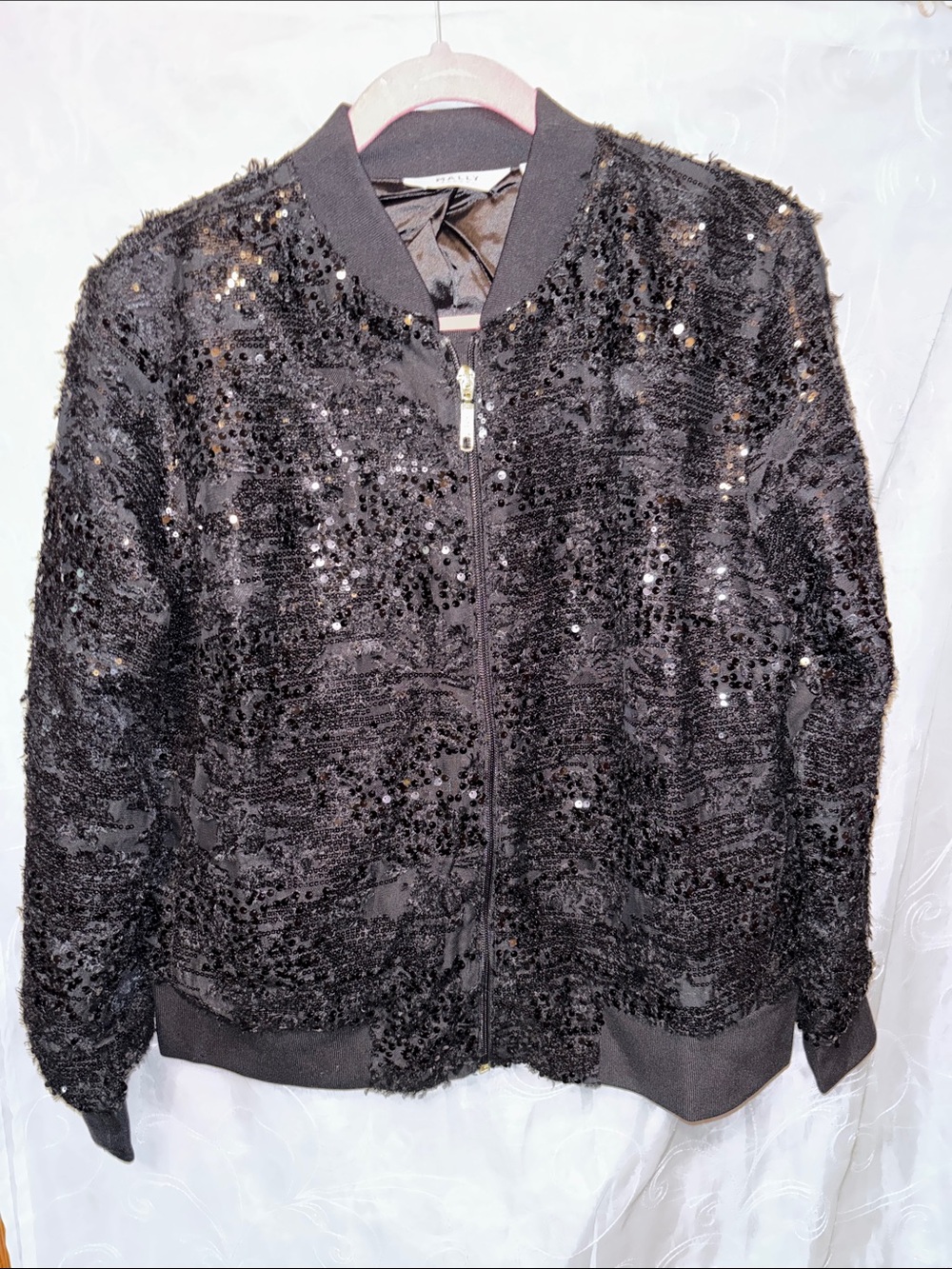 Mally Beauty Black Sequin Bomber Jacket